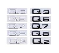SHENGG Adesivo ABS 3D cromato nero numero di lettere del bagagliaio di un'auto for Q2 Q3 Q5 Q7 Q8 logo emblema targhetta distintivo accessori(Chrome Silver,Q2)