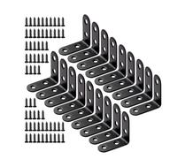 SHENGG Connettore con staffa fissa a forma di L da 18 pezzi Nuovo connettore di supporto for scheda in legno a 90 gradi in acciaio inossidabile addensato Codice angolo nero