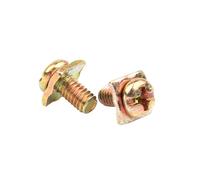 SHENGG Viti a testa cilindrica con rondella quadrata M3 M3.5 M4 M5 for morsettiera(Zinc plated yellow,M3x8x7 200pcs)