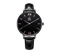 SHENGKE Moda Donna Orologio da polso Cinturino in pelle Orologio da donna impermeabile semplice, casual, elegante Nero