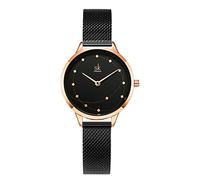 SHENGKE Montres à Quartz pour Femme en Acier Inoxydable Bracelet en Maille Montres élégantes pour Dames pour Robe Noir…