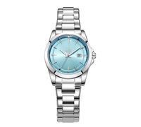 SHENGKE Orologi al quarzo minimalisti da donna con data bracciale in acciaio inossidabile e quadrante colorato alla moda (Argento-Blu)