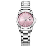 SHENGKE Orologi al quarzo minimalisti da donna con data bracciale in acciaio inossidabile e quadrante colorato alla moda (Argento-rosa)
