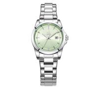 SHENGKE Orologi al quarzo minimalisti da donna con data bracciale in acciaio inossidabile e quadrante colorato alla moda (Argento-Verde)