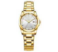 SHENGKE Orologi al quarzo minimalisti da donna con data bracciale in acciaio inossidabile e quadrante colorato alla moda (Oro-Argento)