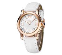 SHENGKE Orologi da donna cinturino in pelle orologi al quarzo casual Ginevra Lady Watch impermeabile con bracciale, bianco, Orologio al quarzo