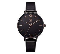 SHENGKE Orologi da donna con cinturino in pelle orologi al quarzo di lusso per ragazze orologio da polso Relogio Feminino, 0039 Nero, women's standard, Orologi al quarzo