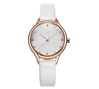 SHENGKE Orologi per le donne da polso per le donne cinturino in pelle al quarzo minimalista formale casual orologio da donna impermeabile con confezione regalo, bianco