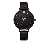 SHENGKE Orologio casual Geneva, con cinturino in pelle, impermeabile, originale, da donna K0039-Nero