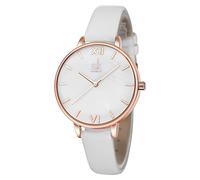 SHENGKE Orologio creativo ultra sottile cinturino casual moda quarzo orologio minimalista, Oro bianco e rosa., Cinturino