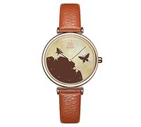 SHENGKE Orologio creativo ultra sottile cinturino casual moda quarzo orologio minimalista, Sk0101 Marrone, Cinturino