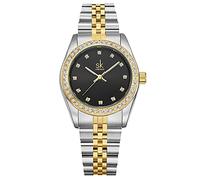 SHENGKE Orologio da donna color oro con grande diametro della cassa rotonda con cinturino in cristallo decorato Montre Femme Mirar, K0156 argento, K0156 Argento, giapponese
