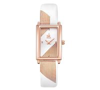 SHENGKE Orologio da donna con cassa rettangolare al quarzo con cinturino in maglia milanese in acciaio inossidabile, Relogio Feminino (K016501white), K016501bianco