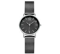SHENGKE Orologio Donna, Orologio da polso al quarzo con cintura in rete semplice alla moda impermeabile Orologi da Polso Regalo Femmina Nero