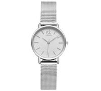 SHENGKE Orologio Donna， Orologio da polso al quarzo con cintura in rete semplice alla moda impermeabile Orologi da Polso Regalo Femmina Argento