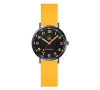 SHENGKE Orologio sportivo da donna, alla moda, casual, resistente al sudore, con quadrante facile da leggere e cinturino in silicone, resistente all'acqua, Nero e giallo.