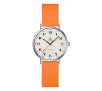 SHENGKE Orologio sportivo da donna, casual, alla moda, resistente al sudore, con quadrante facile da leggere e cinturino in silicone, resistente all'acqua, Arancio Argento, giapponese