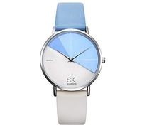 SHENGKE Semplicità Creativa Orologio da Polso per Donne in Vera Pelle Elegante (K0095L-Blue-White)