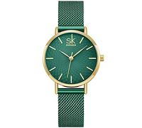 SHENGKE Semplicità Creativa Orologio da Polso per Donne - Vera Pelle Elegante (K0006-black-mesh band)