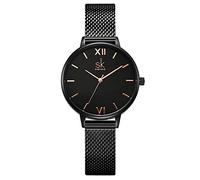 SHENGKE Semplicità Creativa Orologio da Polso per Donne - Vera Pelle Elegante (K0039-black-mesh band)
