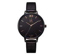 SHENGKE Semplicità Creativa Orologio da Polso per Donne - Vera Pelle Elegante (K0039L-Black)