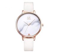 SHENGKE Semplicità Creativa Orologio da Polso per Donne - Vera Pelle Elegante (K0039L-White)