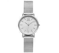 Shengke Simplicity elegante orologio da donna con cinturino a rete, elegante orologio da polso casual K006L-SILVER