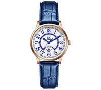 SHENGKE SK Business Classic Orologio da donna con cinturino in acciaio inossidabile in vera pelle, Moonlight Blue