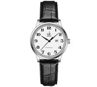 SHENGKE SK Business Classic Orologio da donna con cinturino in acciaio inossidabile in vera pelle, Romano-Pelle