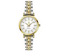 SHENGKE SK Classic Donne Orologi Moda Donne Dress Watch Solido Acciaio Inox Band Cinturino in Vera Pelle(Silver-Gold)