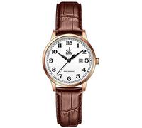 SHENGKE SK Orologi da donna Classic Business con cinturino in acciaio inossidabile ed elegante orologio da donna con calendario in vera pelle (Rosegold-Brown)