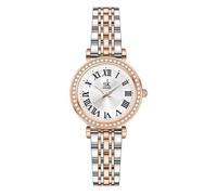 SHENGKE SK Orologio con numeri romani da donna con accento di cristallo, dialetto facile da leggere. (Argento-rosa)