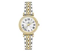 SHENGKE SK Orologio con numeri romani da donna con accento di cristallo, dialetto facile da leggere. (Argento-Oro)