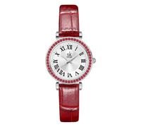 SHENGKE SK Orologio con numeri romani da donna con accento di cristallo, dialetto facile da leggere. (Argento-Rosso)