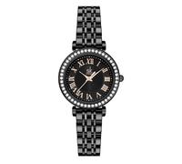 SHENGKE SK Orologio con numeri romani da donna con accento di cristallo, dialetto facile da leggere. (Nero Rosegold)