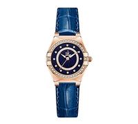 SHENGKE SK - Orologio da donna alla moda con diamanti di cristallo, orologio elegante con cinturino in vera pelle e acciaio inossidabile, Pelle Blu, orologio vestito