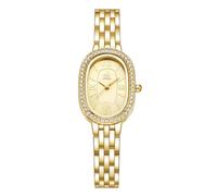 SHENGKE SK Orologio da donna con bracciale in acciaio massiccio a forma di ovale e accessoriato con cristalli (Oro)