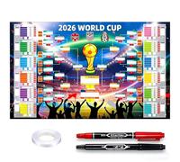 Shengou Empire Interactive - Poster con 2 penne, 150 x 90 cm, motivo: pianificazione del mondo 2026 per decorazione, contiene 48 squadre di gruppo Knockout e finale, tutti i risultati dei giochi