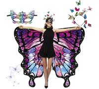 Shengou Mantella Farfalla Lato AB,Set da 3 pezzi Ali di farfalla per adulti,Ali di farfacostumella,Donna ali costume sciarpa,Mantello ali di farfalla,Farfalla Mantello Per feste,costume cosplay