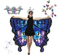 Shengou Mantella Farfalla Lato AB,Set da 3 Pezzi Ali di Farfalla per Adulti,Ali di farfacostumella,Donna Ali Costume Sciarpa,Mantello Ali di Farfalla,Farfalla Mantello per Feste,Costume Cosplay