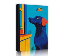 SHENGPOSTER acquerello cartone animato tela arte della parete cane fuori dalla finestra immagini stampe per la stanza dei bambini appartamento bagno decorazioni murali per la casa 65x98cm innerframe