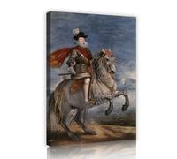 SHENGPOSTER Diego Velazquez Tela di Arte Della Parete Ritratto Equestre di Filippo III Famosa Opera d'Arte Replica Poster Da Parete Vintage Home Decor per Ufficio 80x112cm Innerframe