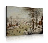 SHENGPOSTER Inverno paesaggio stampe su tela Pieter Bruegel il vecchio cacciatori nella neve pittura arte della parete per soggiorno camera da letto studio home decor 80x112cm innerframe