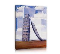 SHENGPOSTER Magritte Memoria di un viaggio Stampe su tela Arte murale Torre di Pisa e Immagini da parete di piume Stile surreale per soggiorno Camera da letto Arredo ufficio 80x96cm Innerframe