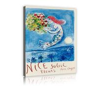 SHENGPOSTER Marc Chagall Poster di arte della parete Fiori del sole Sirena Tela di canapa Pittura e stampe Vibrante Art Wall Decor per ufficio camera da letto Soggiorno 40x56cm Innerframe