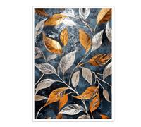 SHENGPOSTER Moderne stampe botaniche su tela Foglie dorate astratte Immagini murali texturizzate per spazi abitativi minimalisti contemporanei Arredamento casa senza cornice 85x130cm