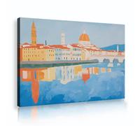 SHENGPOSTER Paesaggio urbano europeo Tela Pittura Poster Ponte e Riflessione Mare Arte Parete Acquerello Incorniciato Dipinti Decorativi Per Dormitorio Appartamento 40x56cm Innerframe