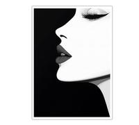 SHENGPOSTER Silhouette vintage retrò da parete anni '50 di una donna con iconiche lunghe ciglia a stampa su tela Decorazione per salone di bellezza o toeletta Poster Art senza cornice 85x130cm