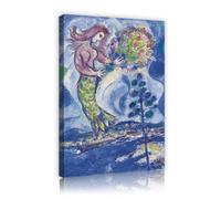 SHENGPOSTER sirena e bouquet poster di arte della parete marc chagall stile tela stampe d'arte della parete per soggiorno camera da letto home decor famoso dipinto replica 85x120cm innerframe