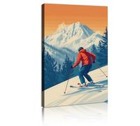 SHENGPOSTER Sport all'aria aperta Tema Tela Arte della parete Neve Montagna Sci Pittura Poster Avventure invernali Stampe su tela Moderna Lobby Room Home Decor 70x120cm Innerframe